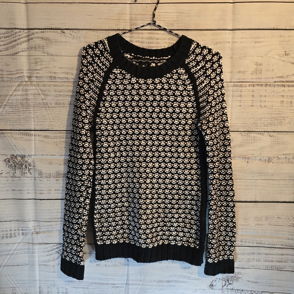 Worthington Black & White Textured Knit Pullover Sweater Size Small